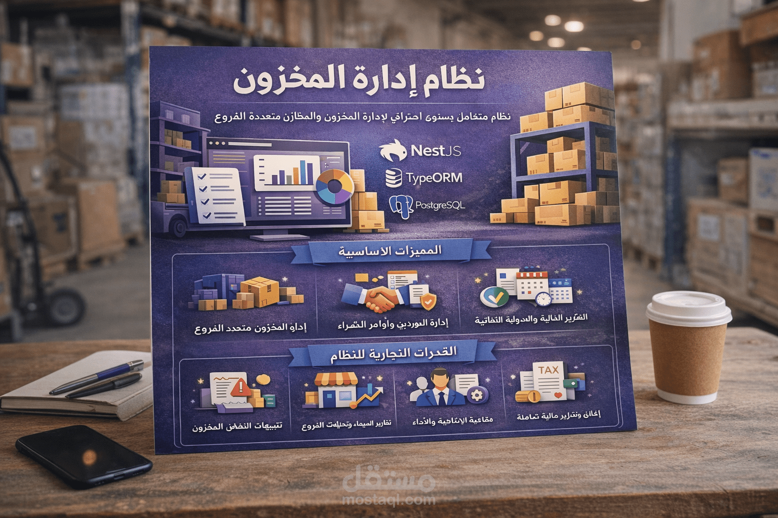 برمجة نظام إدارة مخزون احترافي متعدد الفروع باستخدام NestJS و PostgreSQL