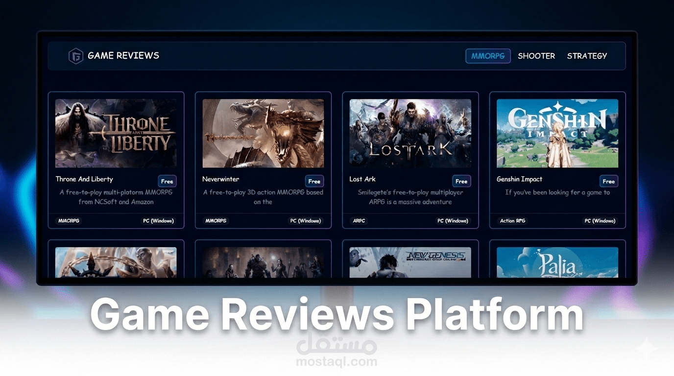 Game Reviews Platform — موقع ألعاب متجاوب بتصميم احترافي