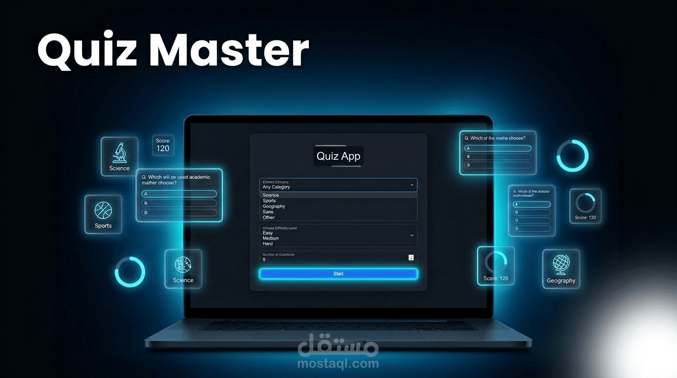 Quiz Master — تطبيق اختبارات تفاعلي | Vanilla JS + OOP + API