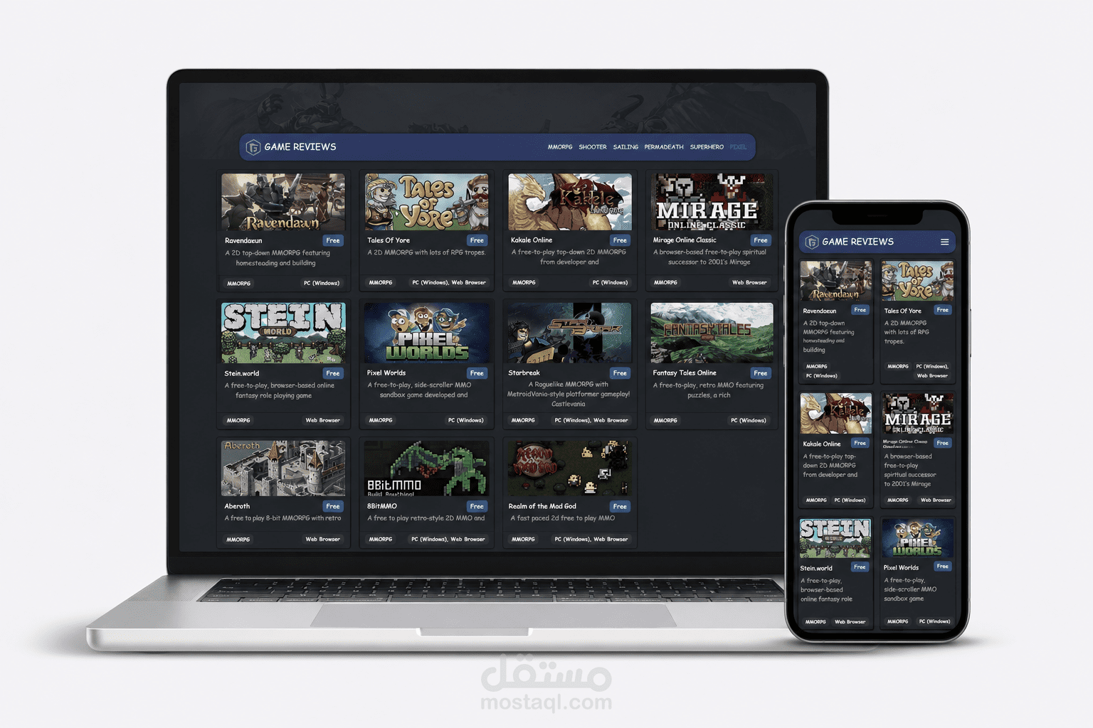 تطوير منصة متجاوبة لاستعراض ومراجعة الألعاب - game-over-app