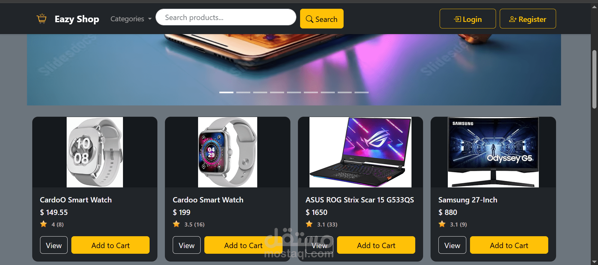تطبيق متجر الكترونى  E-Commerce Web App