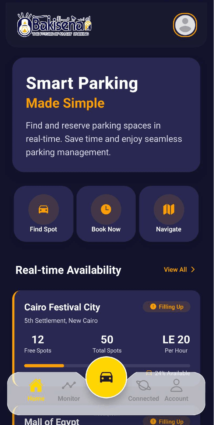 تطبيق باكيسينا لإدارة مواقف السيارات الذكية
