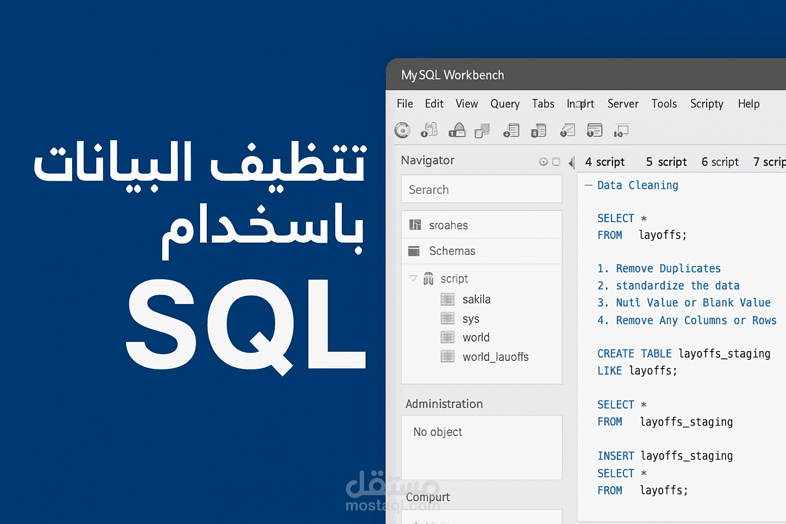 تنظيف البيانات في قاعدة بيانات تسريح الموظفين باستخدام SQL