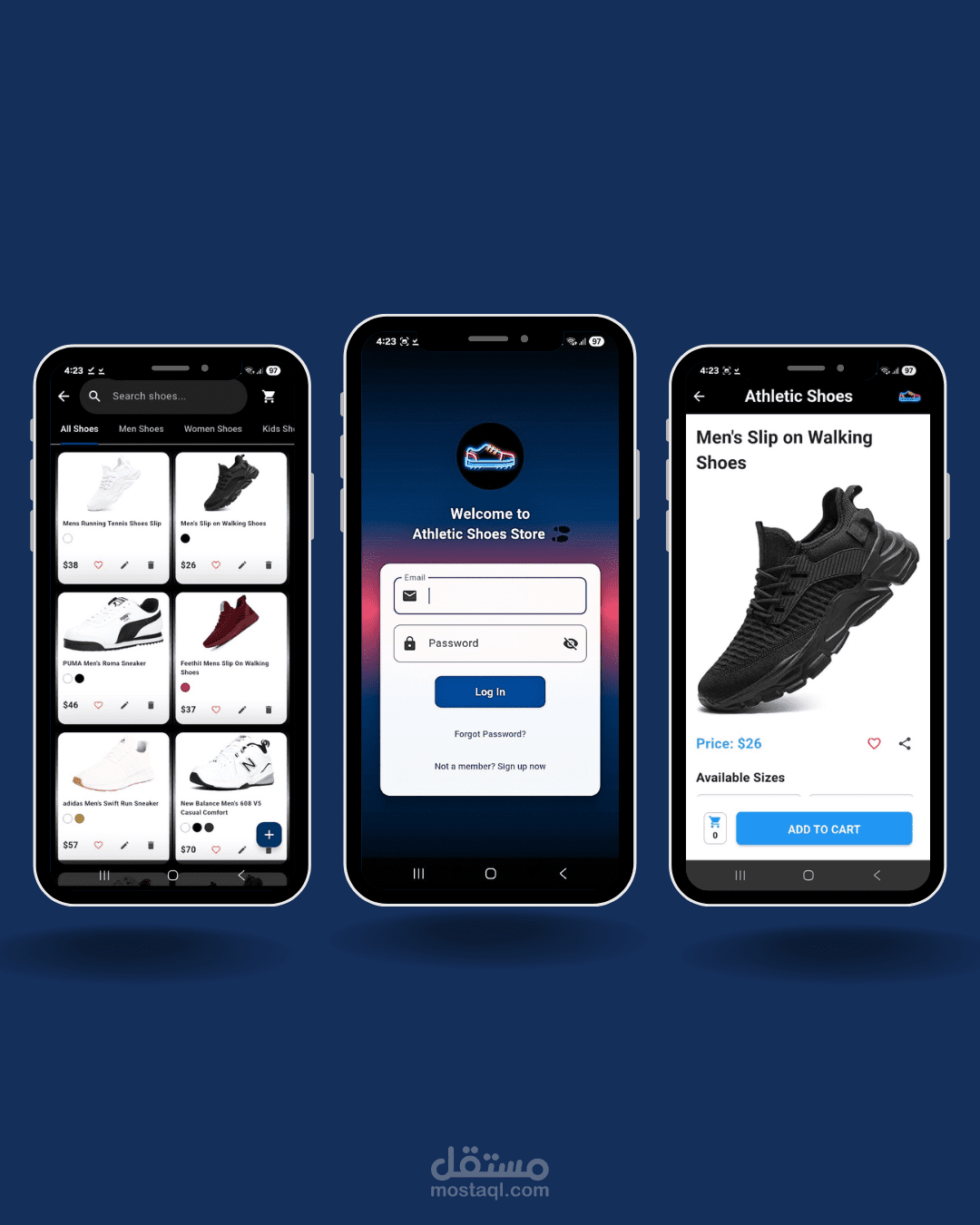 تطبيق موبايل لمتجر أحذية رياضية – E-Commerce