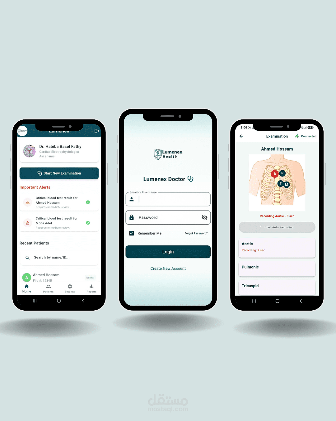 تطبيق موبايل لتسجيل وتحليل نبضات القلب – Lumenex Health