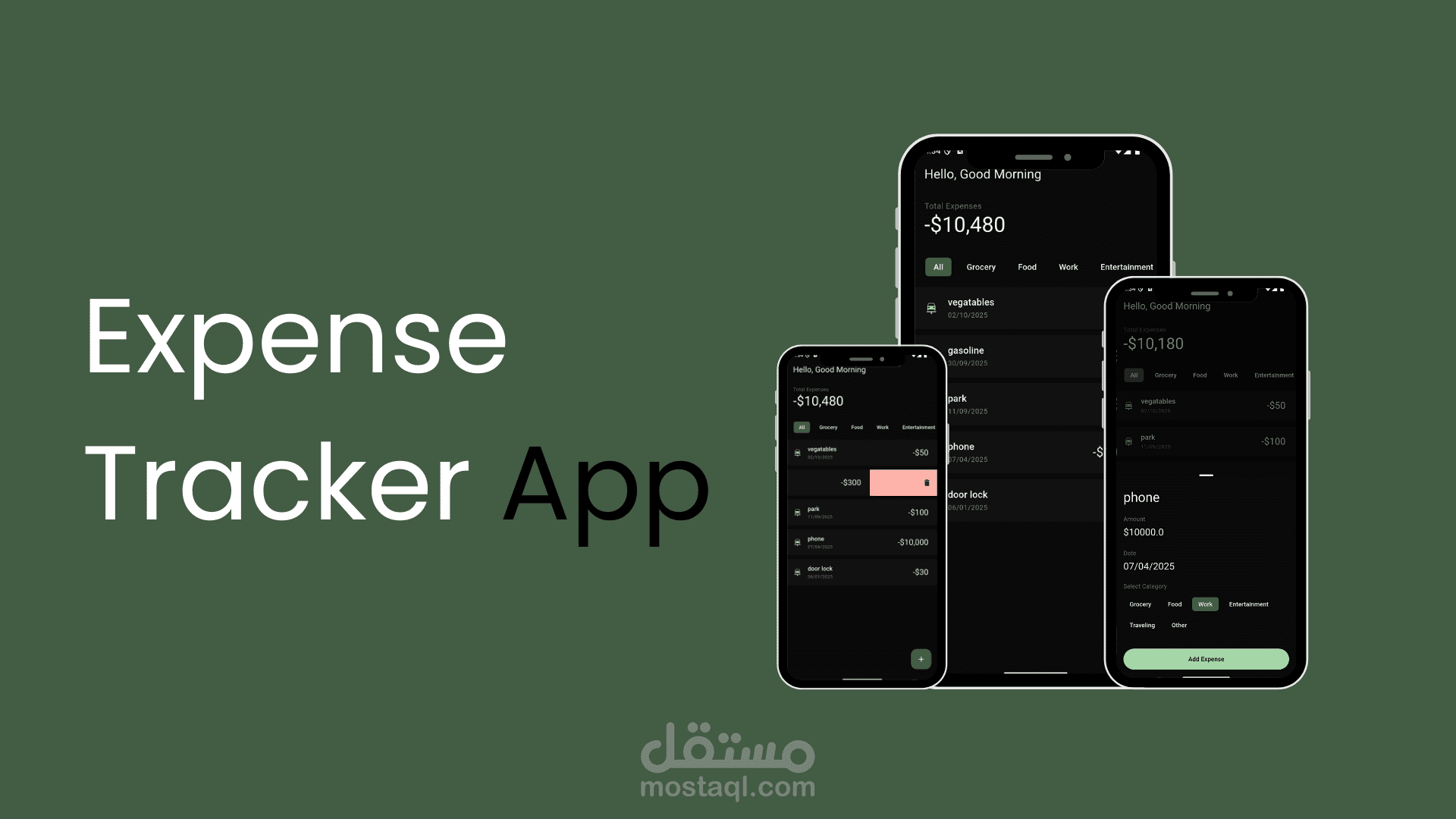 تطبيق Expense Tracker تم تطويره باستخدام Flutter