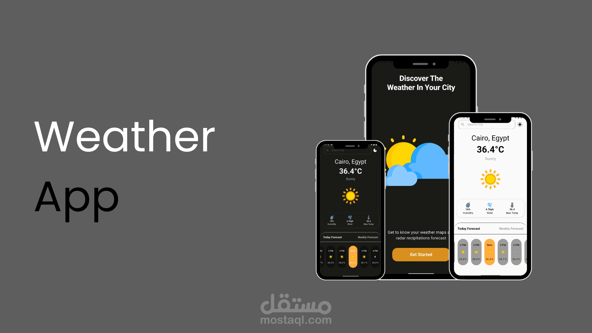 تطبيق طقس تم تطويره باستخدام Flutter