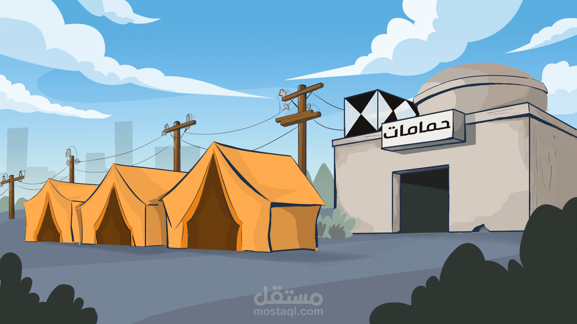 تصميم خلفيات لمسلسل كرتون ثنائي الأبعاد بطابع أفريقي مميز.