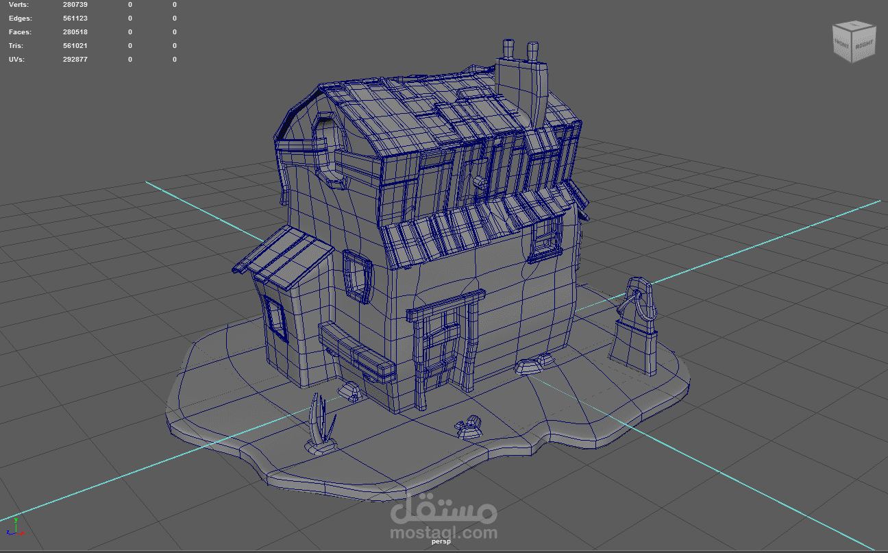 تصميم نموذج ثلاثي الأبعاد لمنزل بأسلوب Stylized