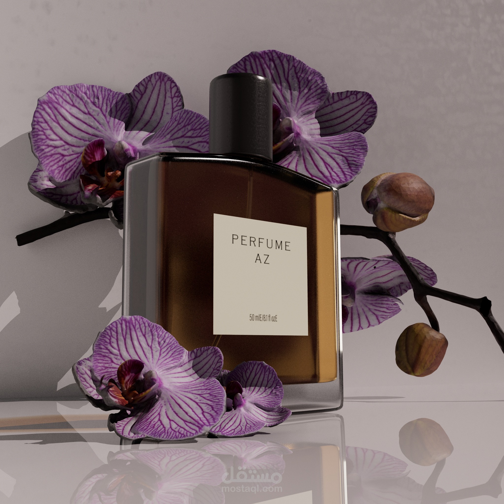 تصميم ثلاثى الابعاد لزجاجه عطر