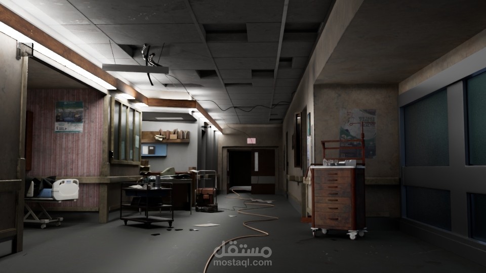 تصميم نموذج ثلاثي الأبعاد لنموذج مستشفى من لعبه the last of us