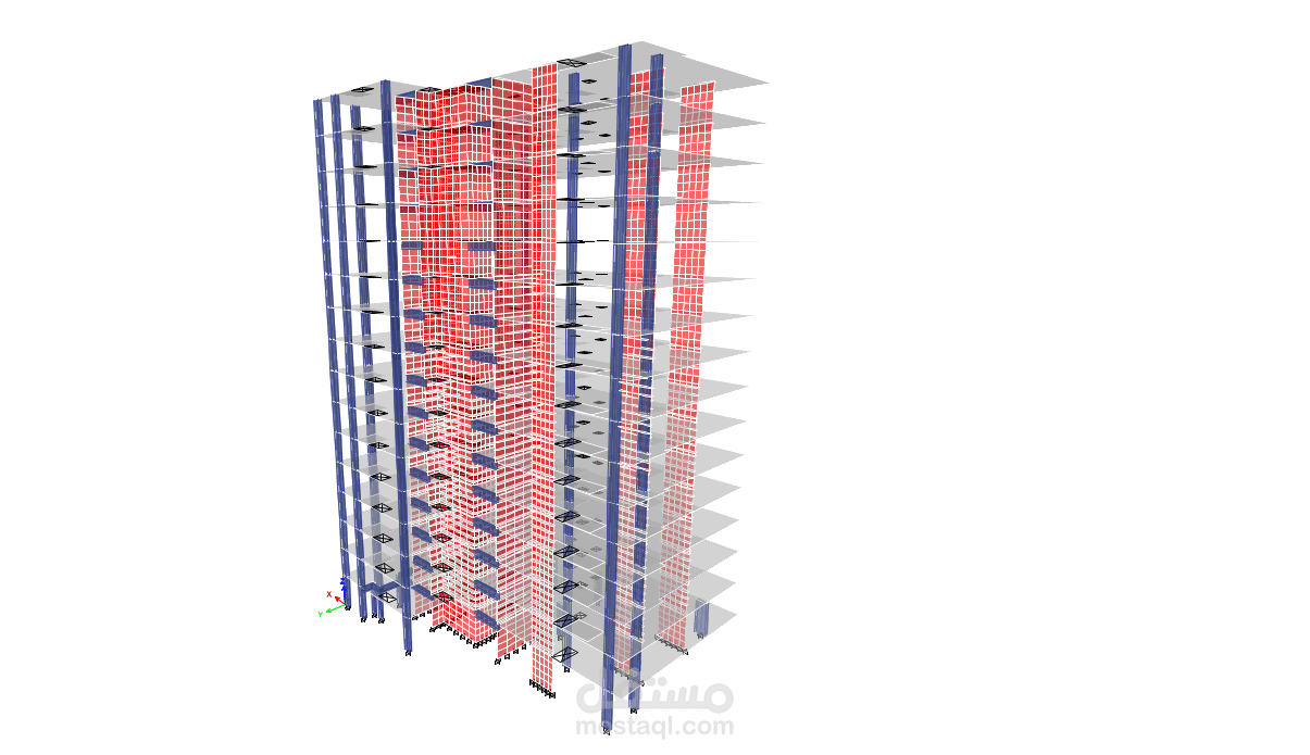 تصميم عمارة سكنية عبارة عن دور بدروم وأرضي 14 دور متكرر