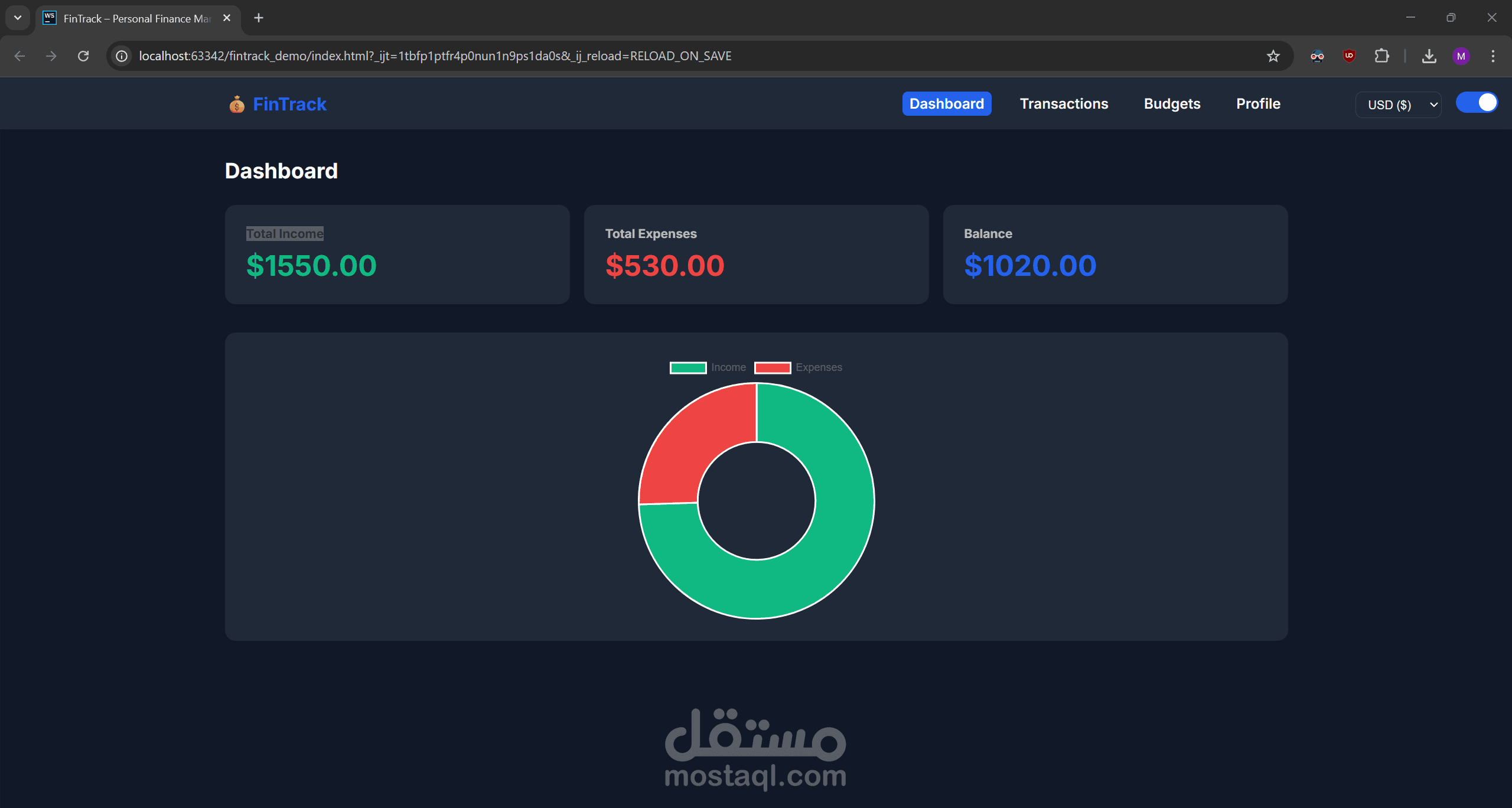 فاينتراك – مدير التمويل الشخصي