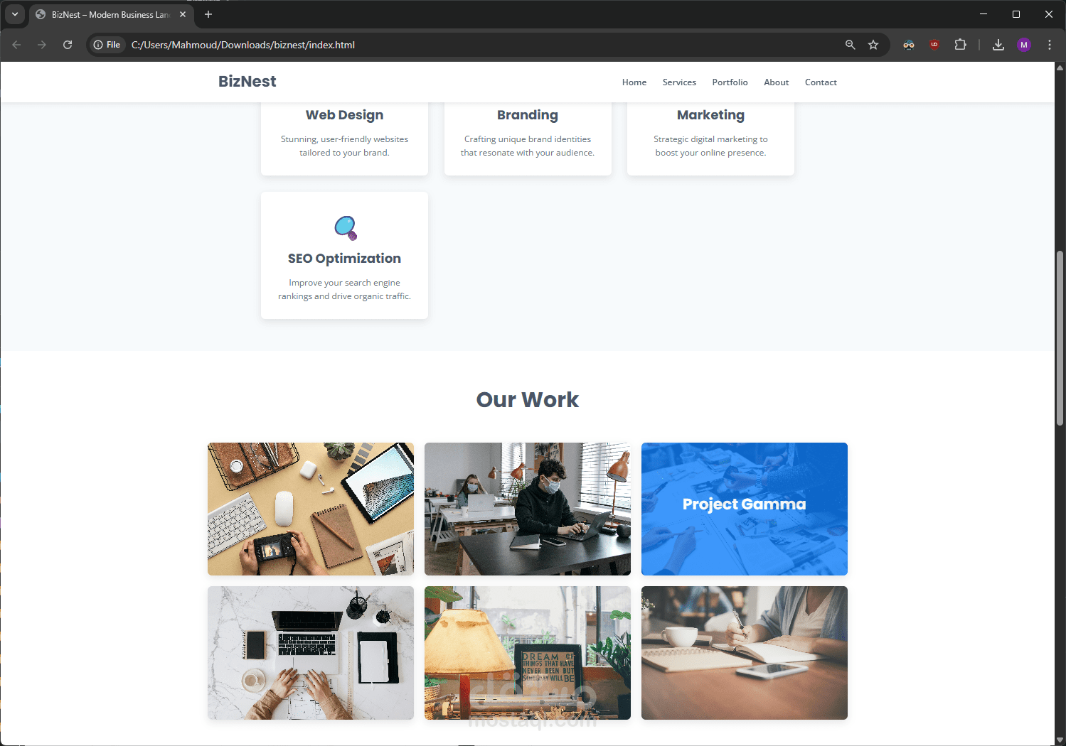 BizNest – صفحة هبوط عصرية للأعمال