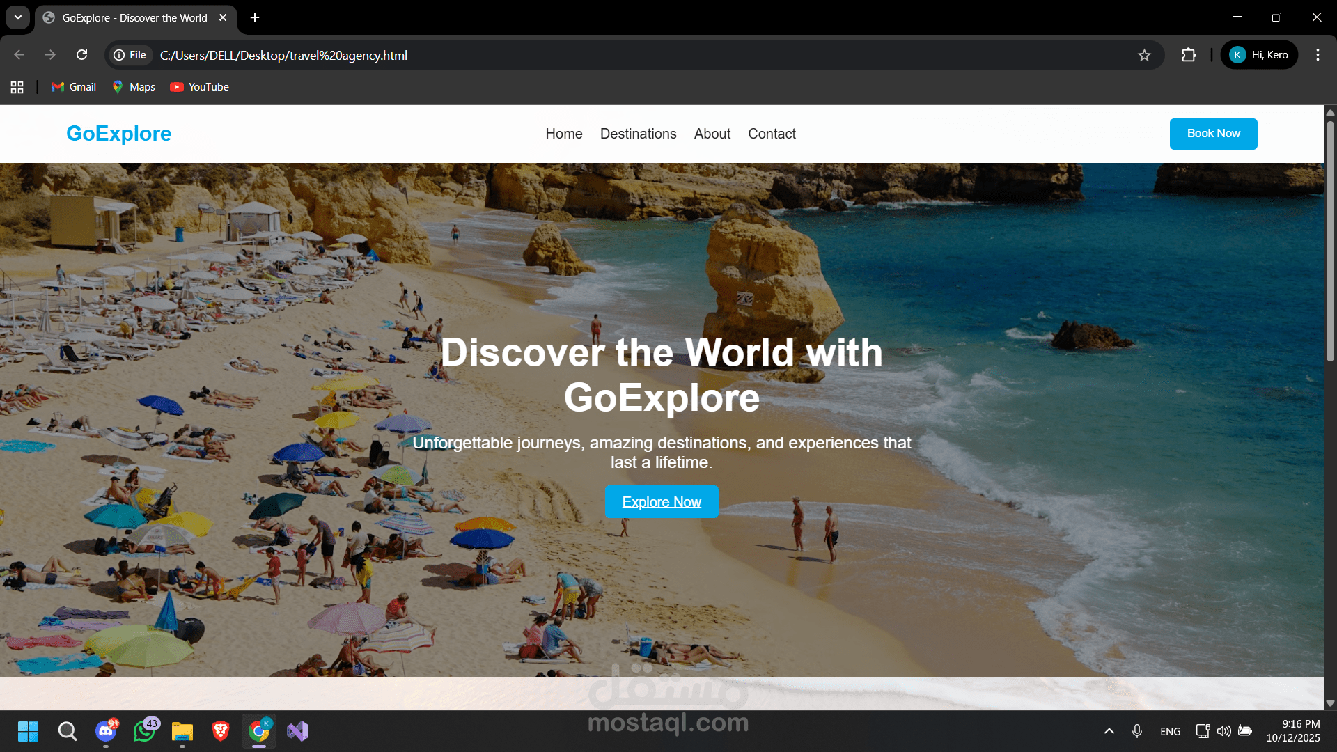 travel agency website