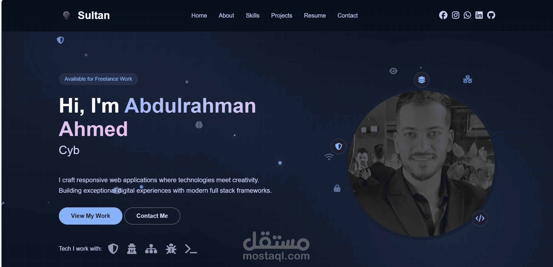 تصميم موقع بورتفوليو شخصي احترافي لعرض المهارات والأعمال