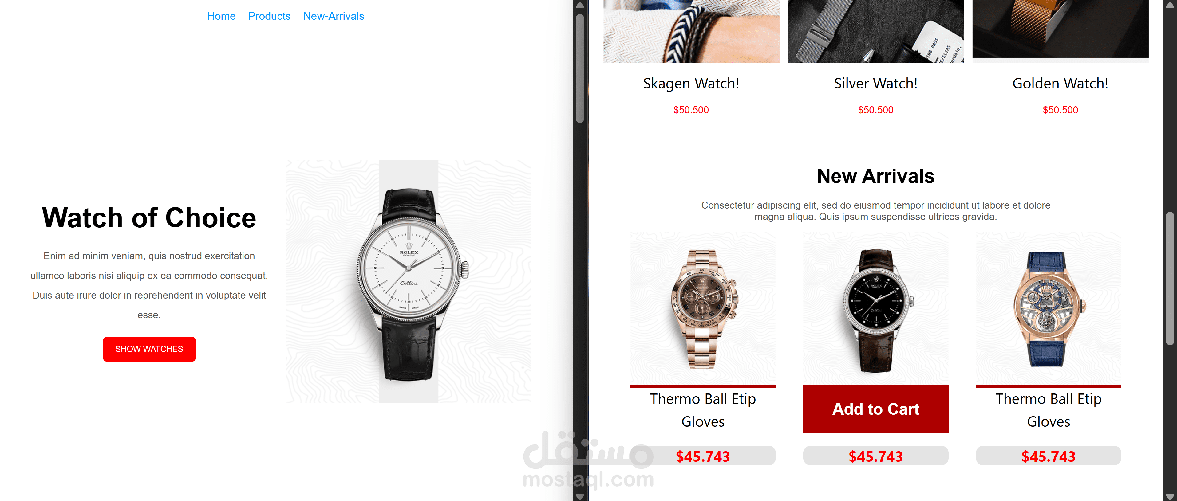 Modern E-Commerce Website For Watches