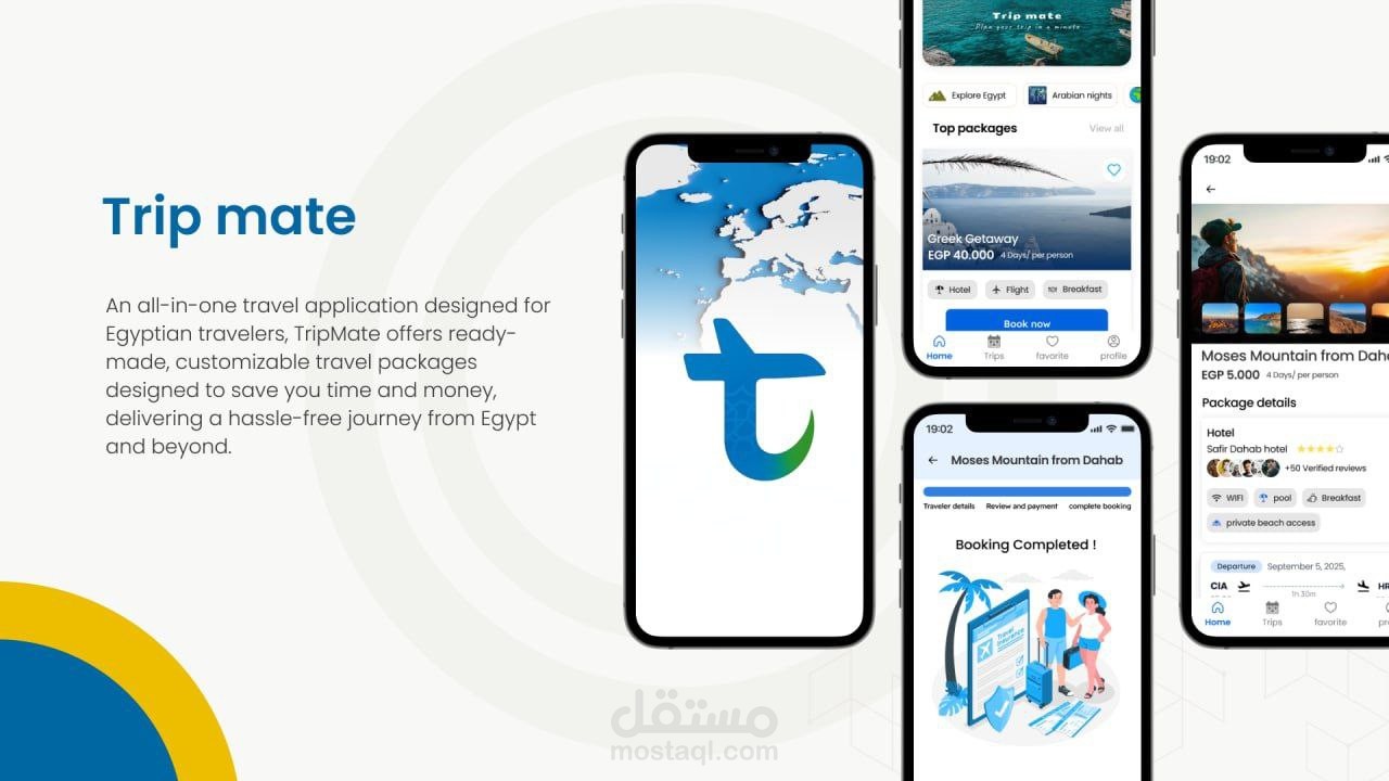 تصميم تطبيق سياحي متكامل – Trip Mate