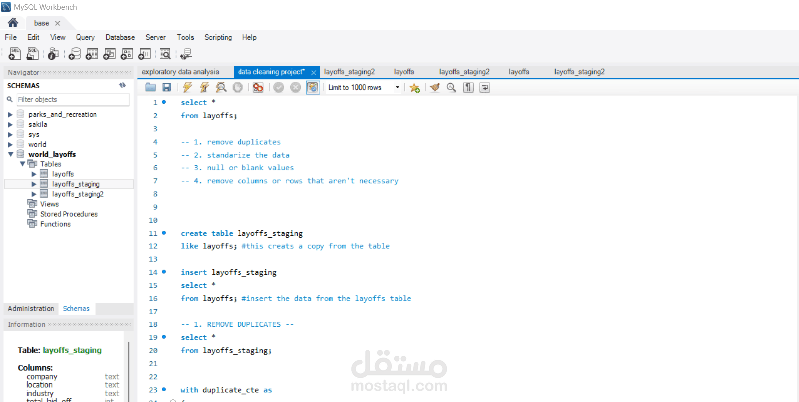 layoffs database cleaning