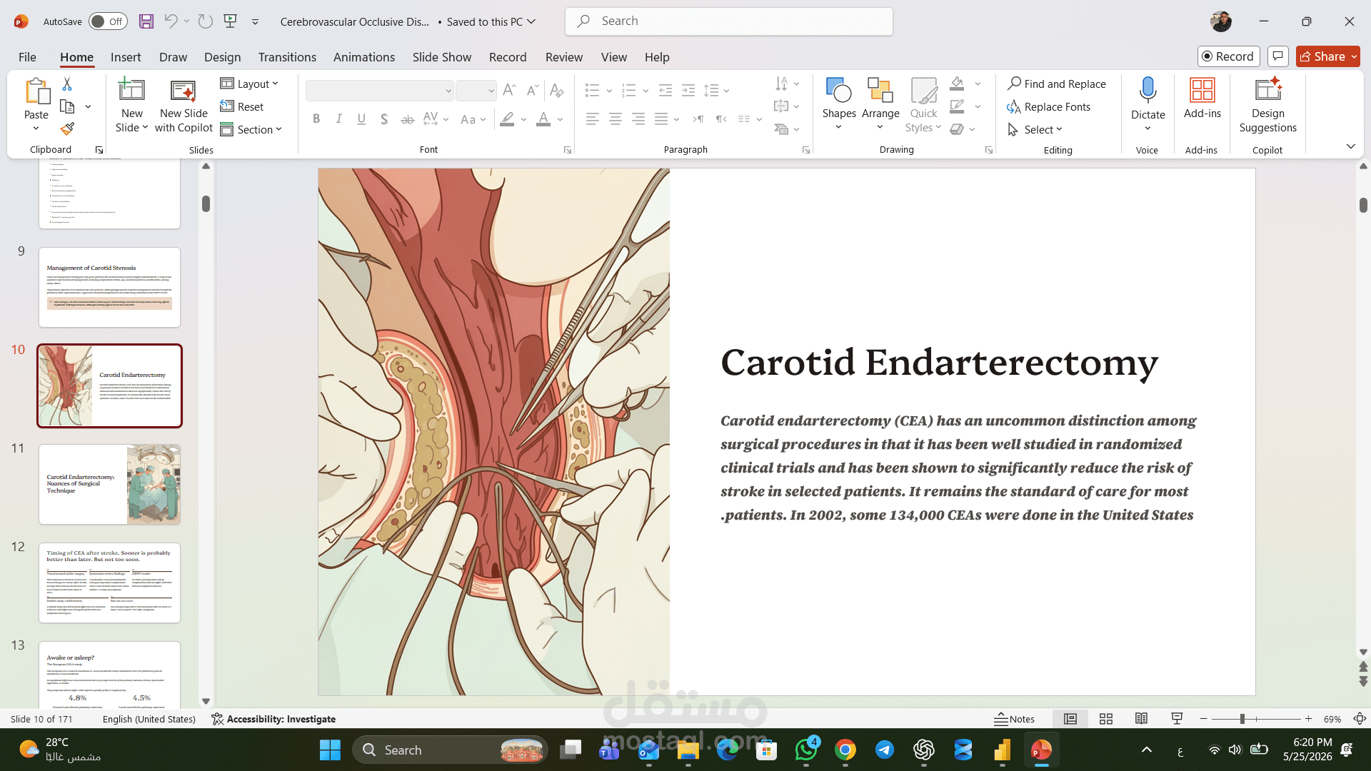 A professional PowerPoint presentation for a neurosurgeon showcasing medical information about his specialty.