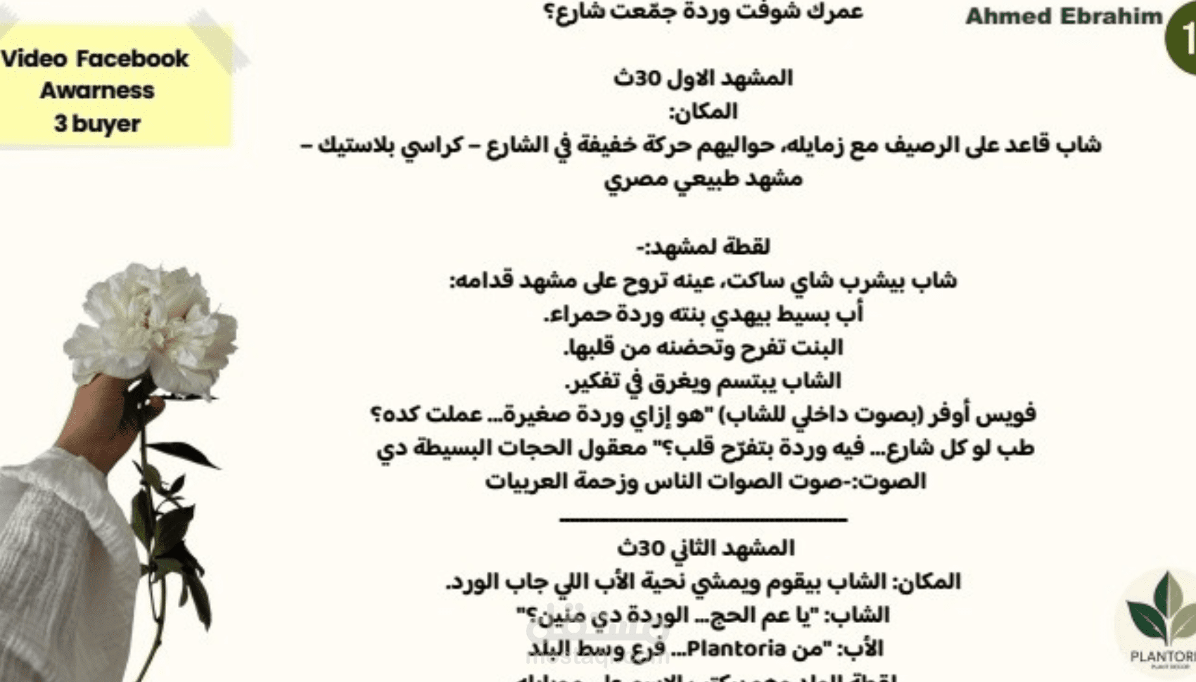 كتابة اسكربيت فيديو لبراند بلانتوريا