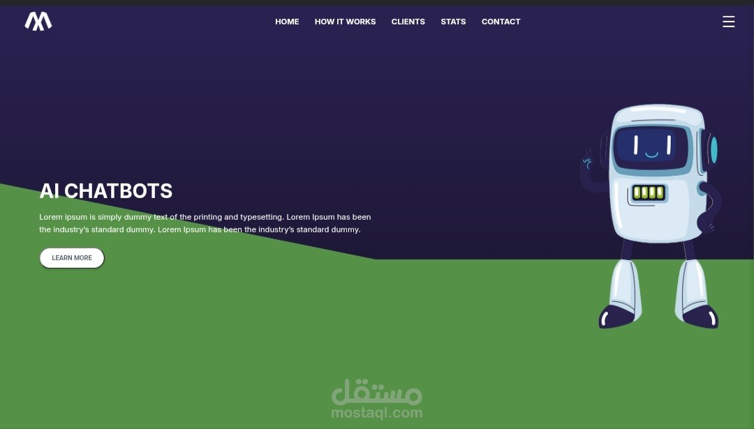 موقع الكتروني خاص بالذكاء الاصطناعي(صفحة هبوط)