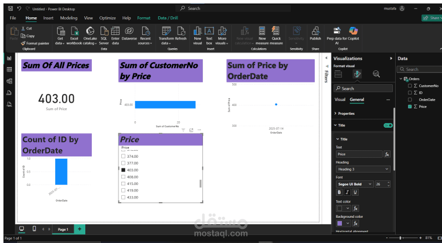 إنشاء لوحات تحكم تفاعلية باستخدام Power BI