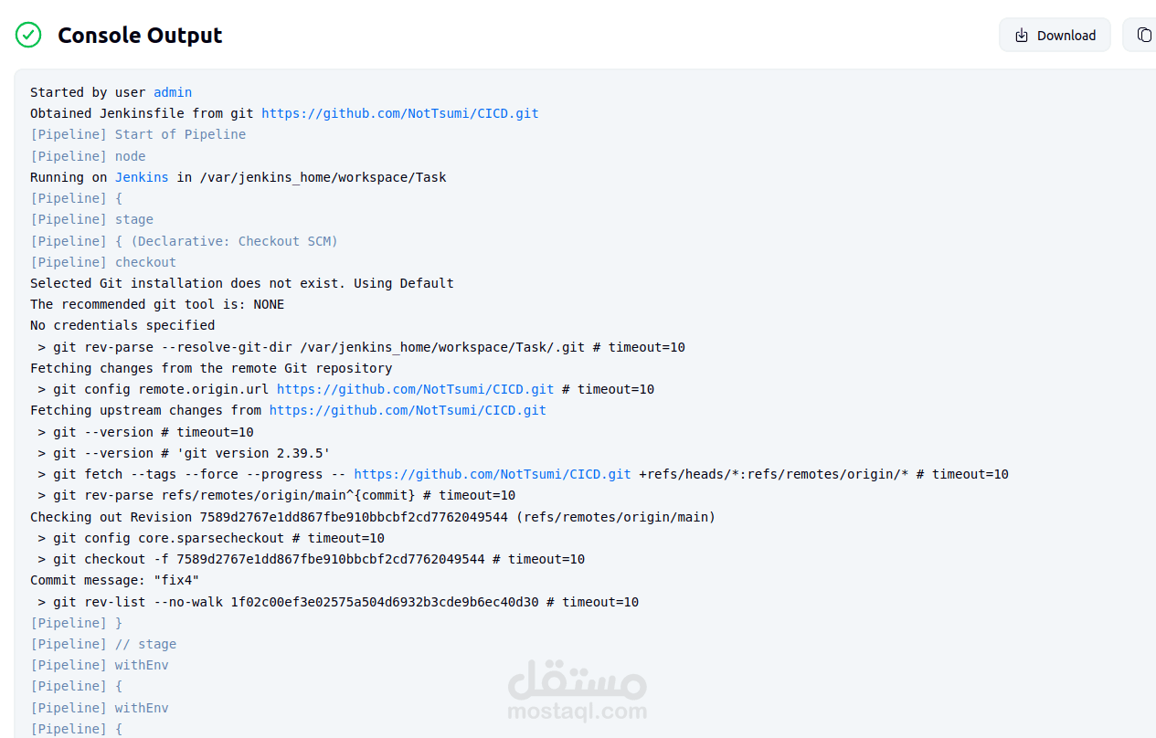 إنشاء سير عمل CICD
