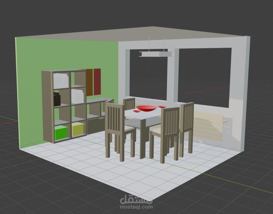 تصميم داخلي ثلاثي الأبعاد لغرفة طعام – 3D Design