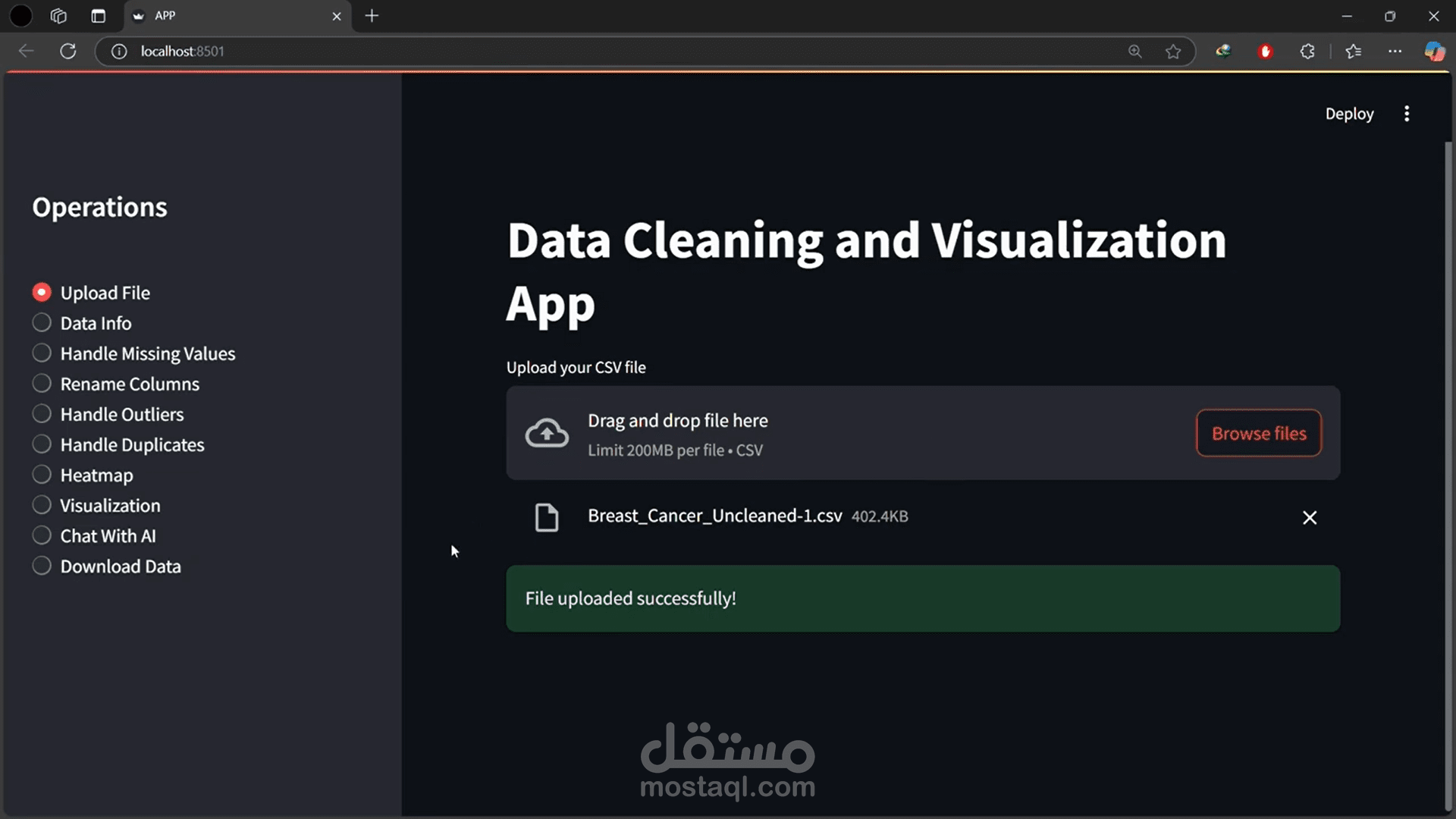 تطبيق ذكي لتحليل جودة البيانات والدردشة معها باستخدام AI & RAG