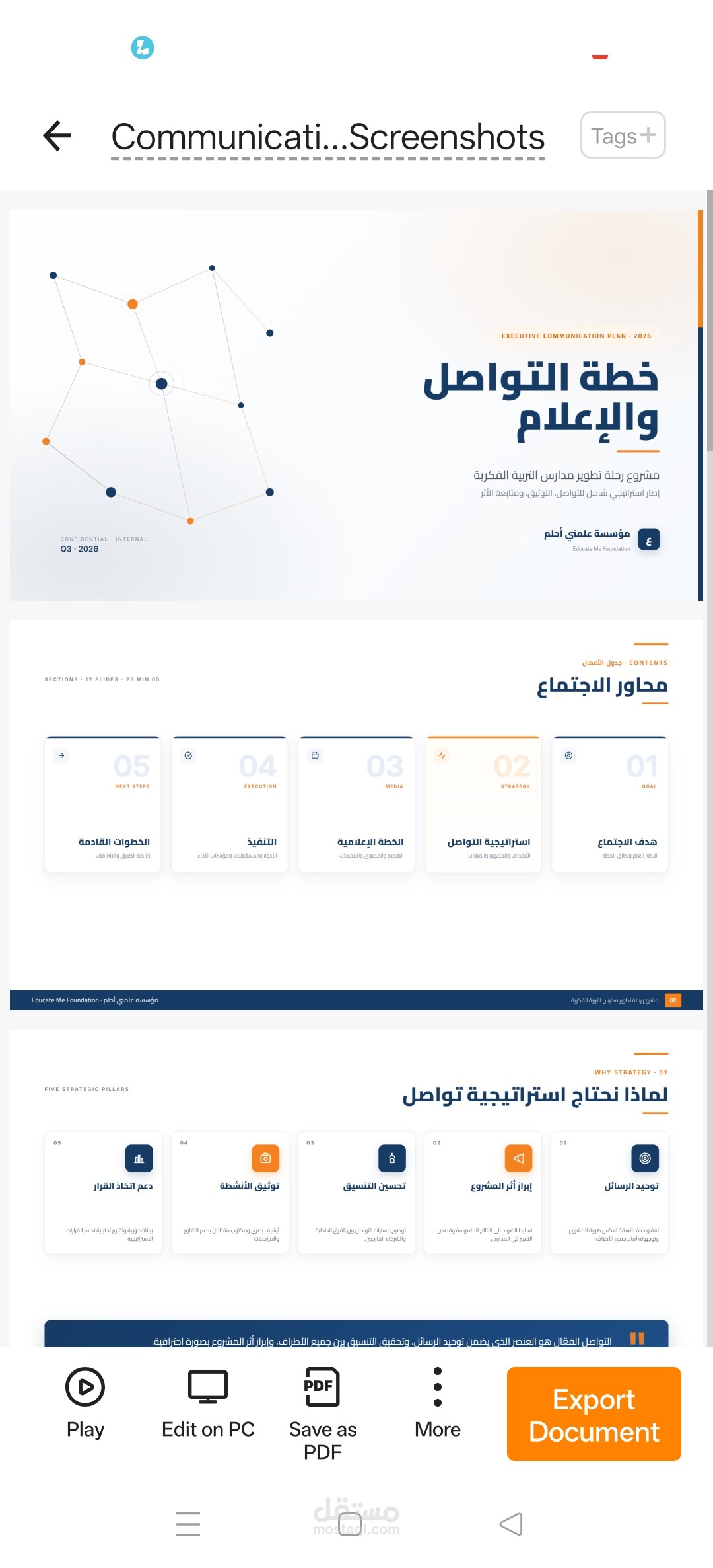 بوربينت خاص بخطة تواصل