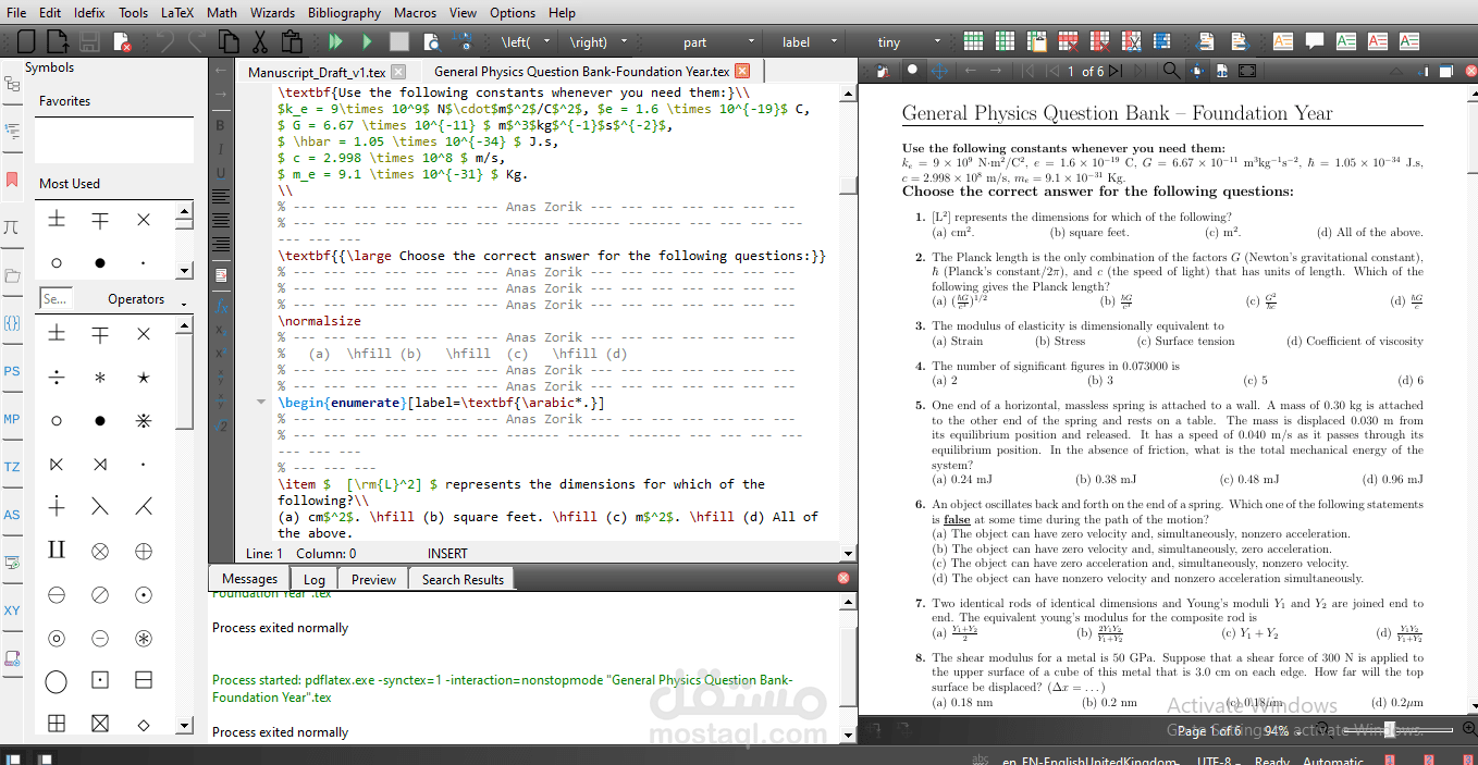 General Physics Question Bank – Foundation Year