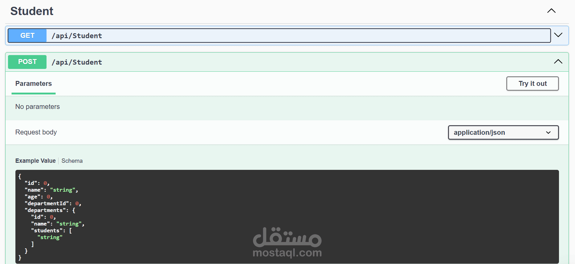 تطوير نظام عمليات CRUD متكامل باستخدام ASP.NET Core Web API.
