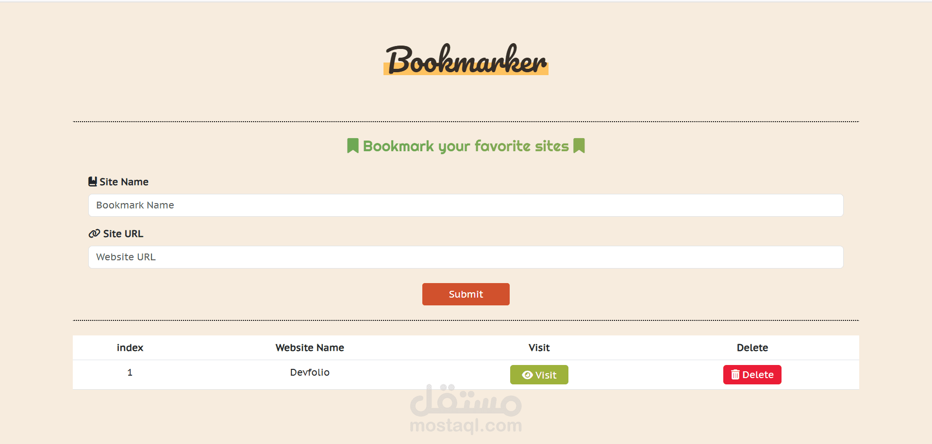 Bookmarker App – Responsive Web App