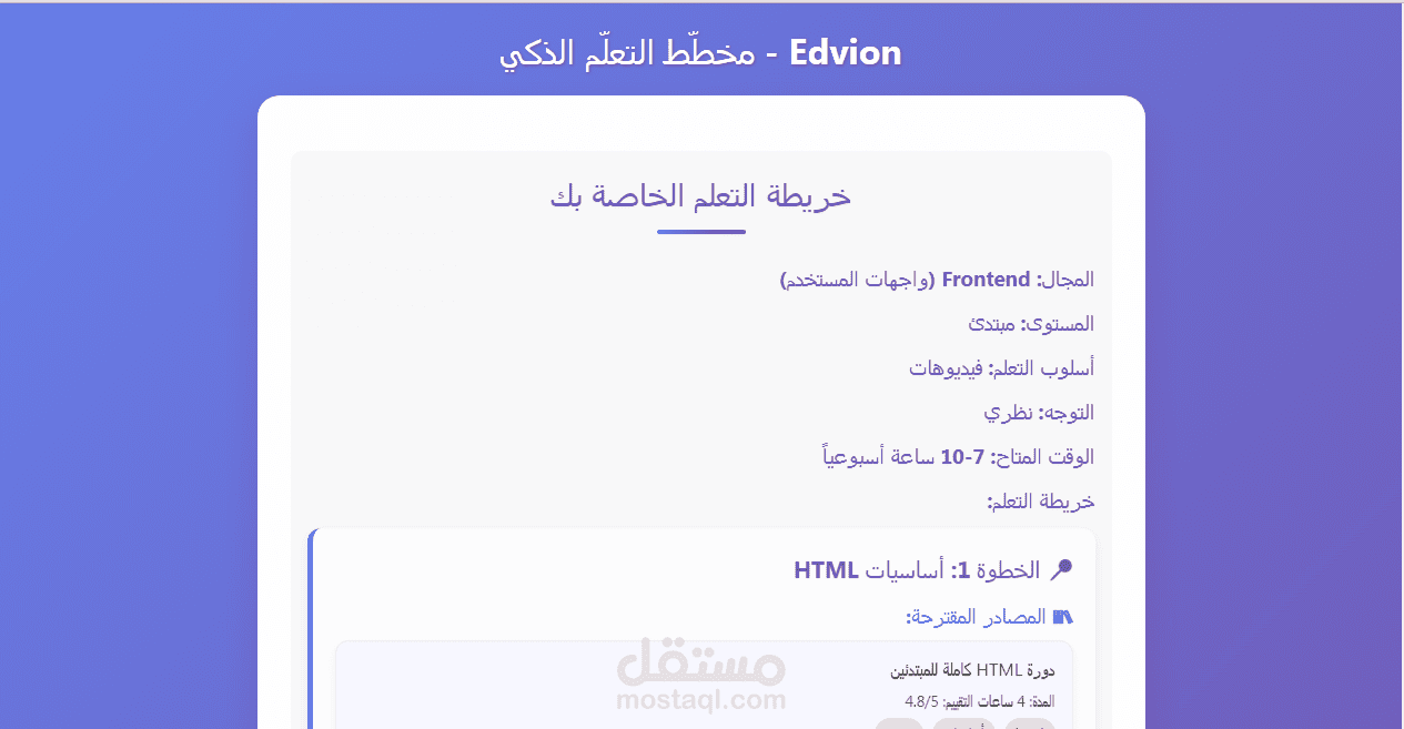 موقع تعليمي عبارة عن عدة اسأله تستخدم في انشاء خارطة طريق مناسبه لك