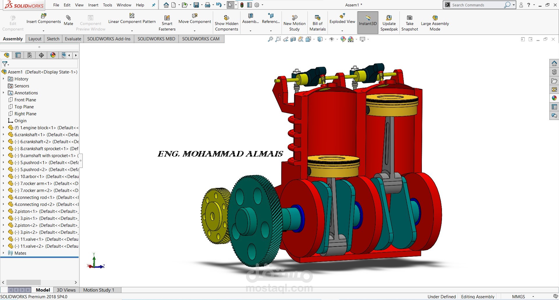 Twin-Cylinder Engine Assembly with Valve Timing Mechanism