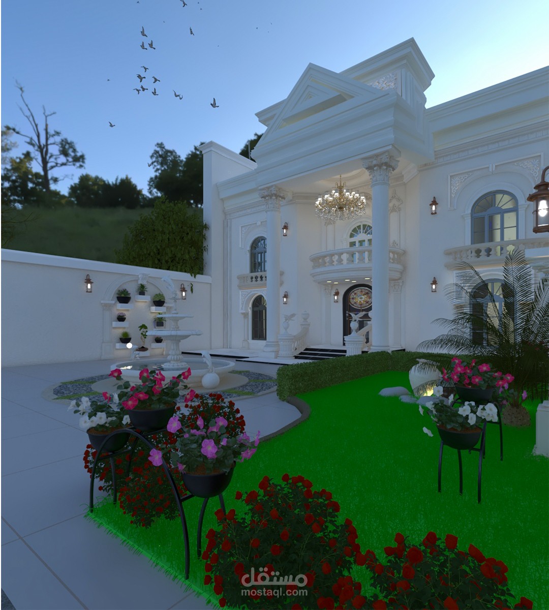 تصميم واجهات معمارية طراز (النيوكلاسيك ,الكلاسيكية )