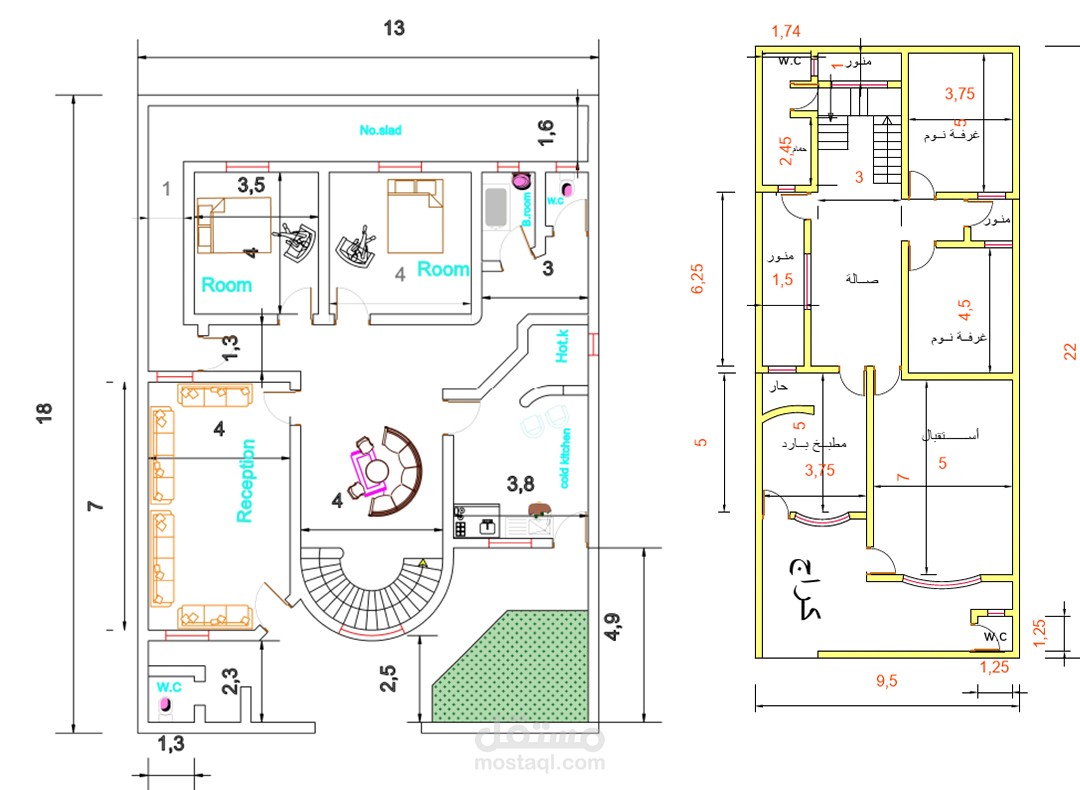 عمل مخططات الهندسية و توزيع الأثاث ,حدات الاضاءة وحدات الكهرباء