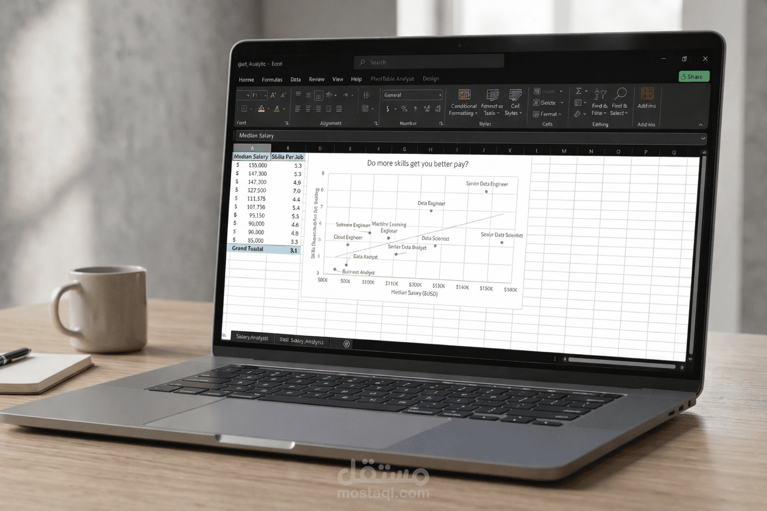 تحليل رواتب وظائف تحليل البيانات حول العالم باستخدام Excel