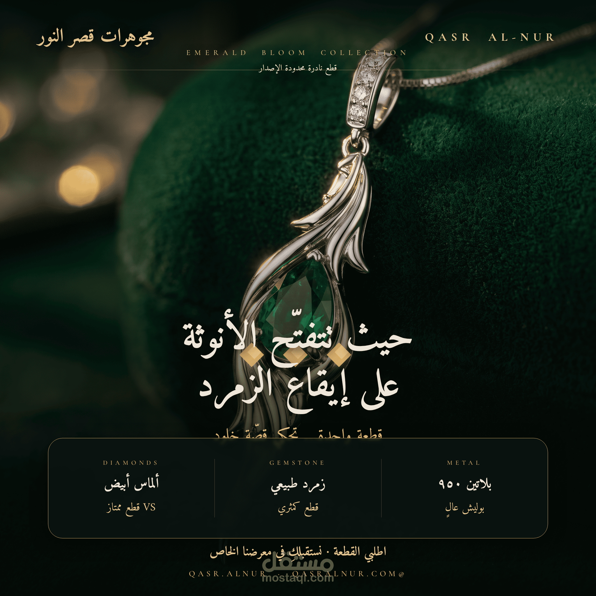 اعلان بصرى و صوتى قلاده زمرديه من البلاتين