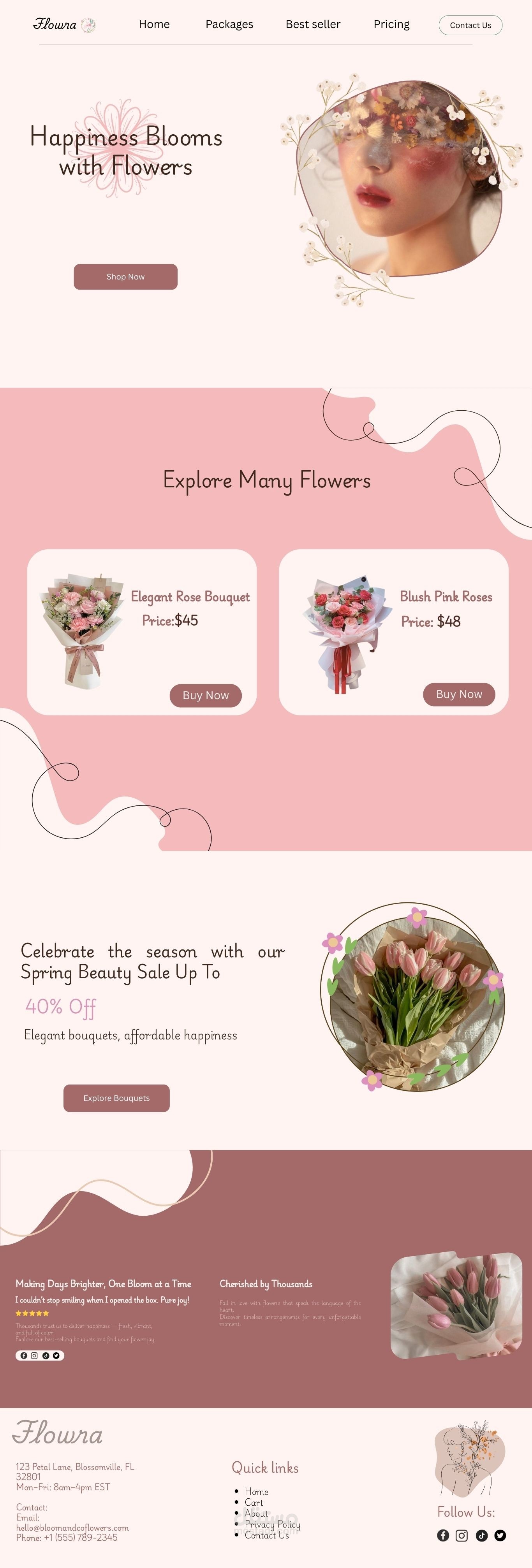 bouquet business landing page