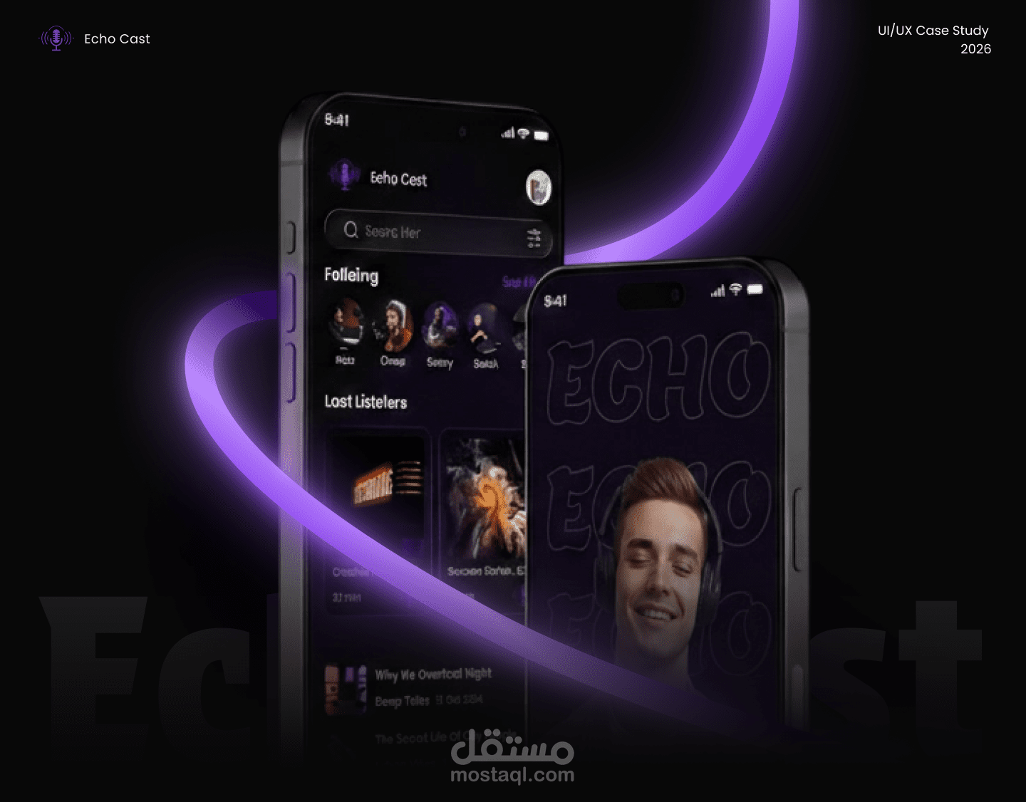 Echo cast - podcast app design ui/ux