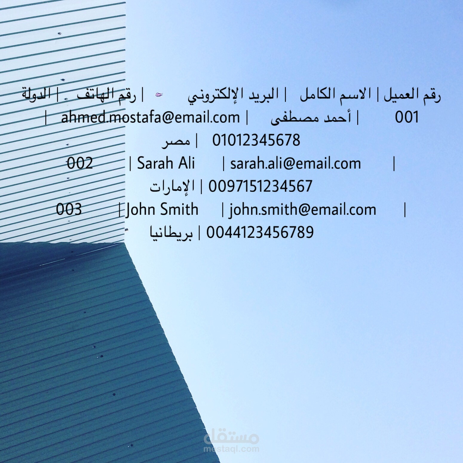 قائمة بيانات عملاء
