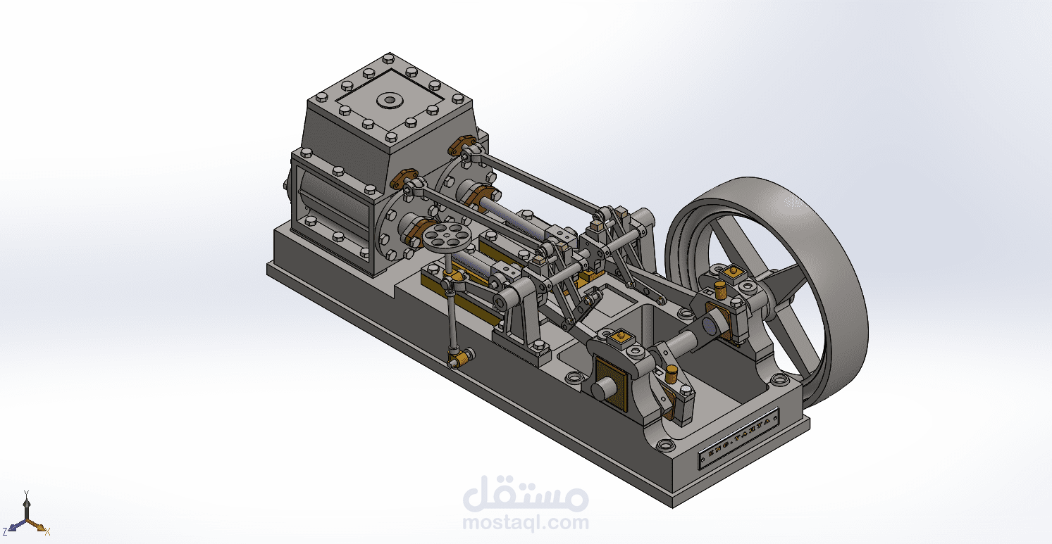محرك بخاري أفقي ثنائي الأسطوانات