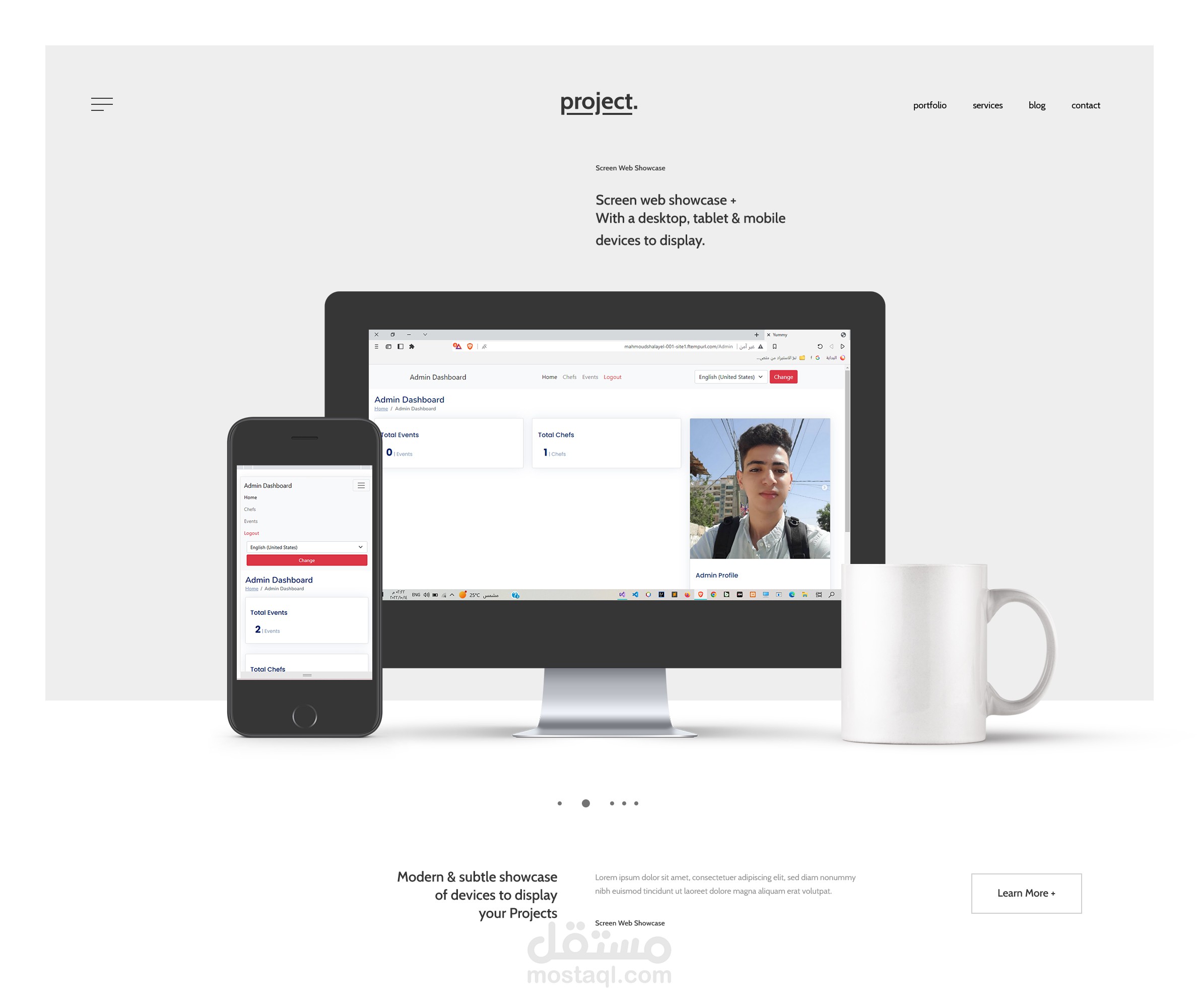 نظام ويب لإدارة المطاعم مع لوحة تحكم
