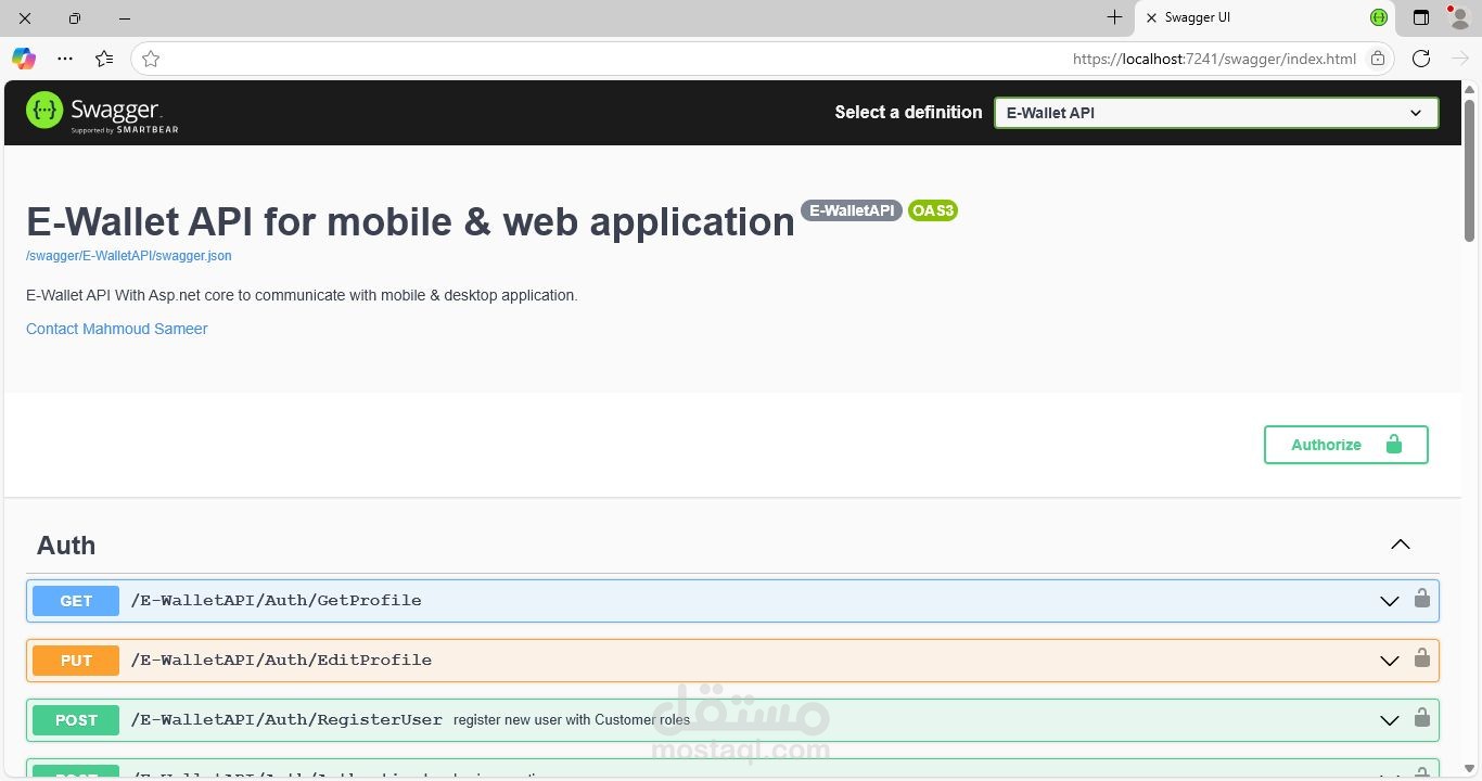 تطوير نظام "API" متكامل لإدارة المحافظ الإلكترونية وتأمين المعاملات المالية