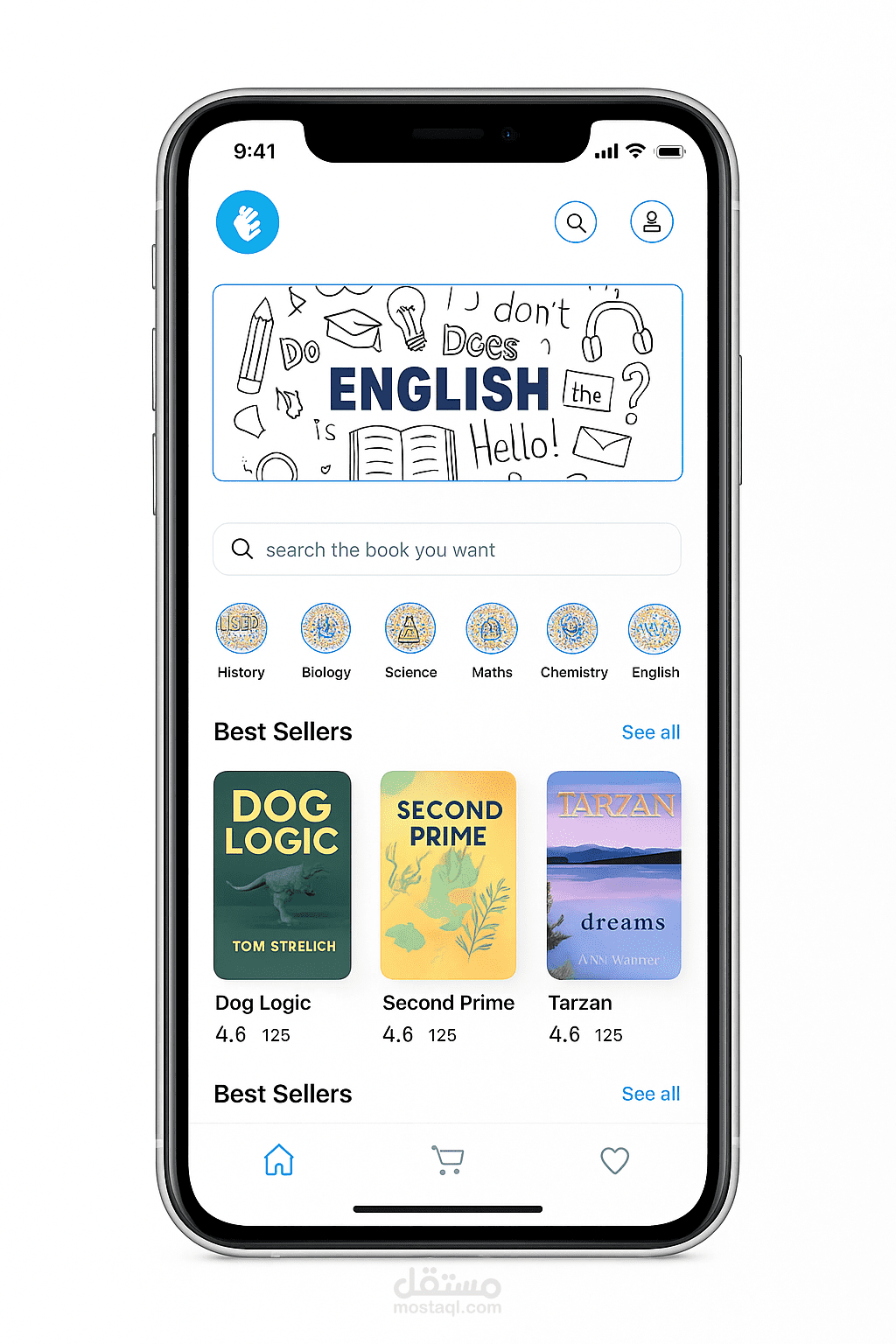 Educational Bookstore App – Modern UI Design