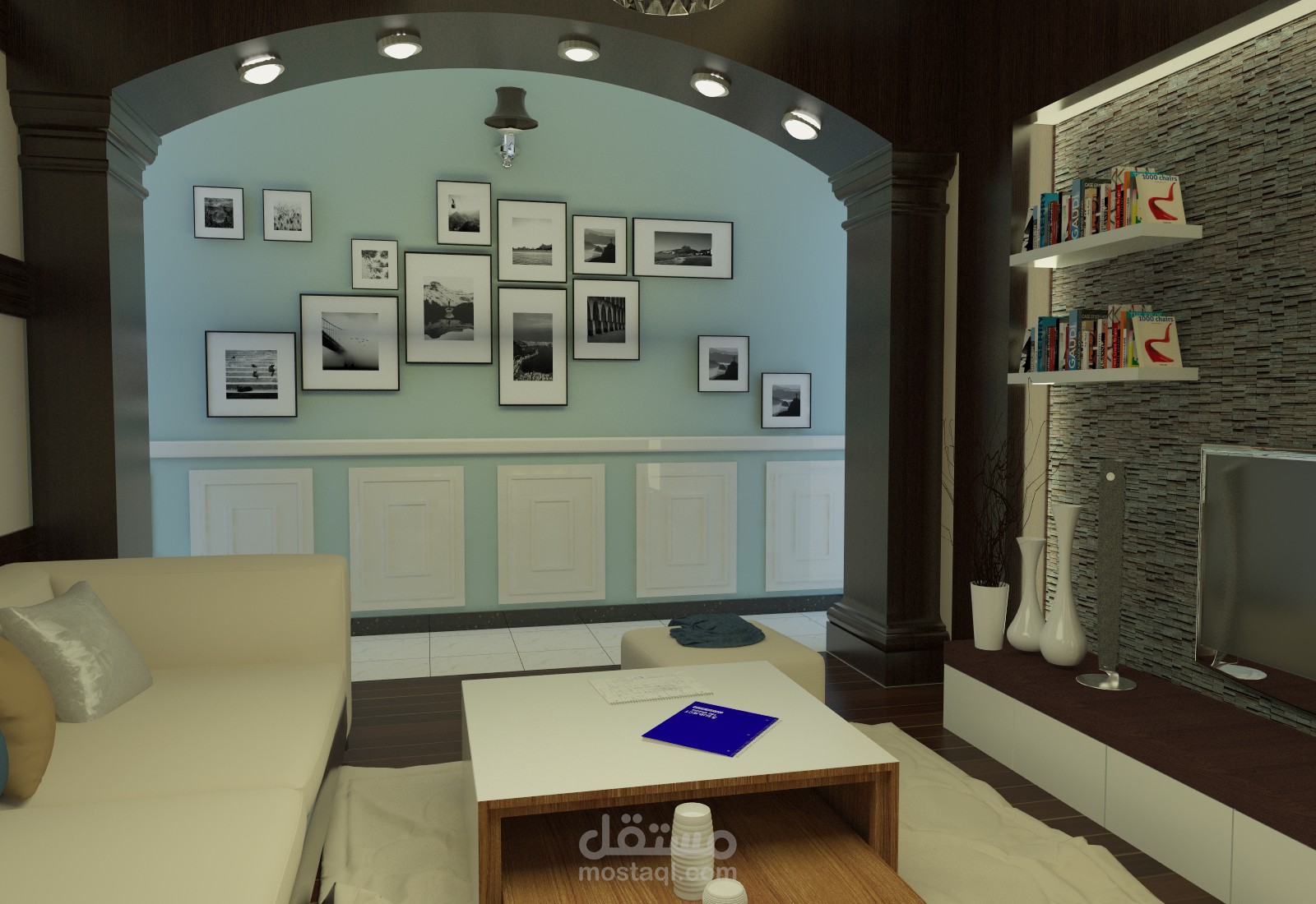 تصميم غرفة معيشة في فيلا سكنية