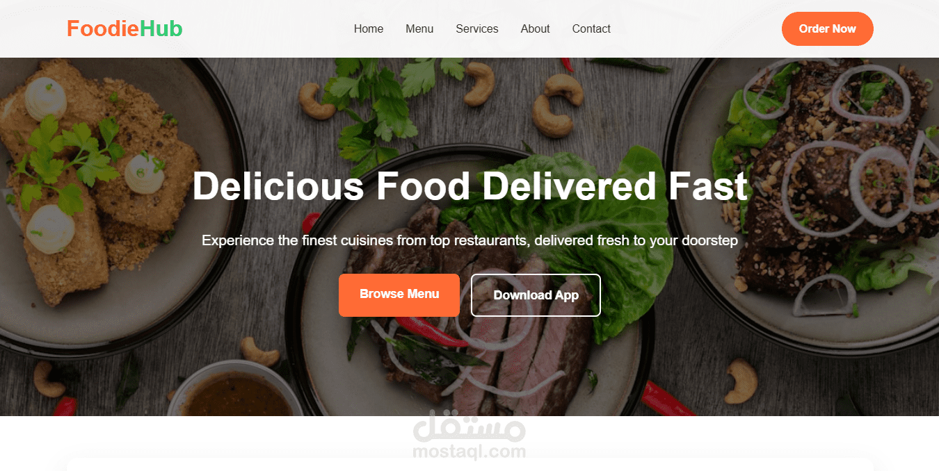 صفحة هبوط عن موقع foodie