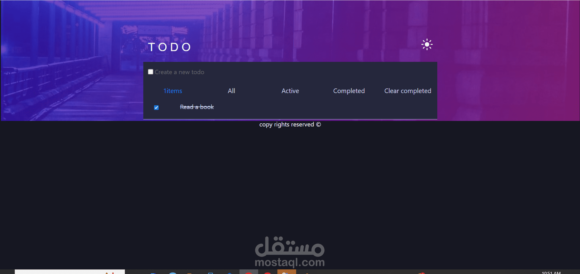 برنامج مهام يومية (Todo list) باستخدام HTML وCSSوJavascript بالوضع الليلى والوضع النهارى